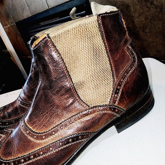 BENHEART Sz 7 FLORENCE Handmade Dip Dye Distressed Old Money Grunge Ankle Boots - Picture 3 of 16